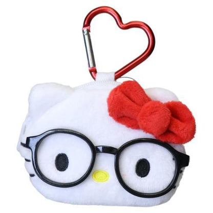 SANRIO | Hello Kitty Face-shaped Pouch with Carabiner Keychain 90×78×20mm (Classic with Glasses)