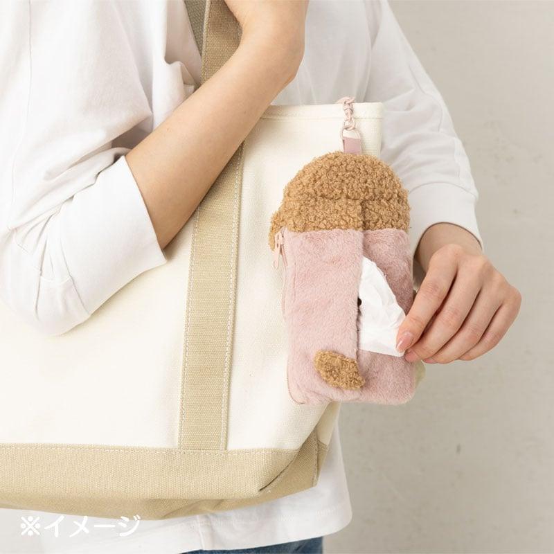 SANRIO | American Shorthair Fluffy Card Holder & Tissue Pouch Keychain 9.2×6.6cm (Always Together My Pet)