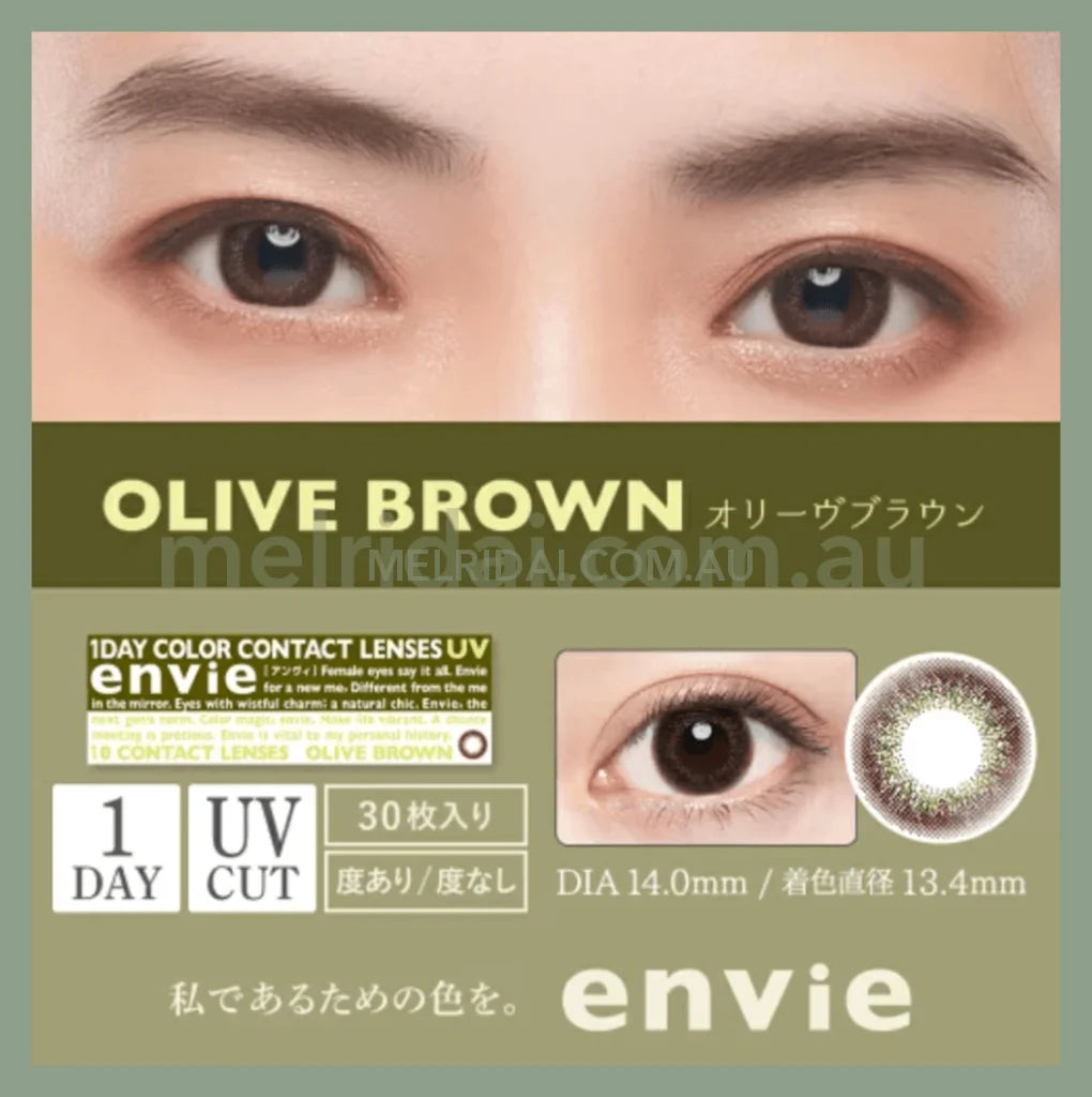 Enviecolor Contacts 1 Day 10 Pieces Olive Brown Dia14.0Mm Bc8.6Mm