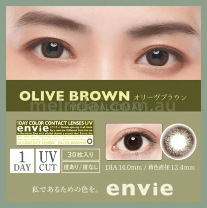 Enviecolor Contacts 1 Day 10 Pieces Olive Brown Dia14.0Mm Bc8.6Mm