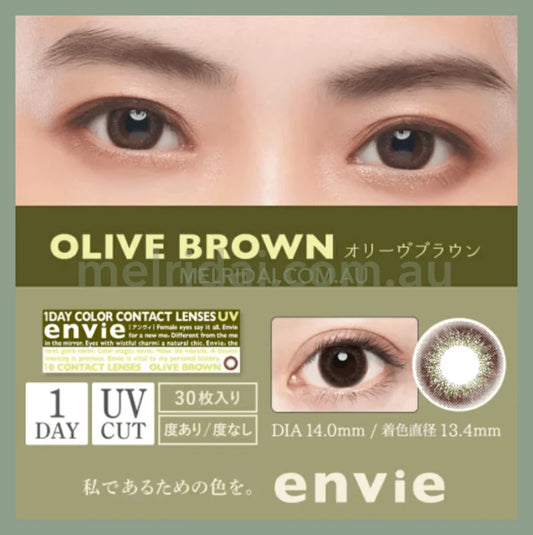 Enviecolor Contacts 1 Day 10 Pieces Olive Brown Dia14.0Mm Bc8.6Mm