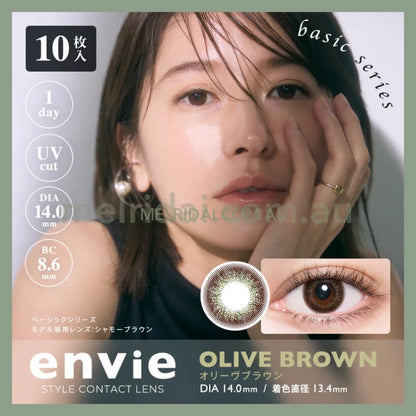 Enviecolor Contacts 1 Day 10 Pieces Olive Brown Dia14.0Mm Bc8.6Mm