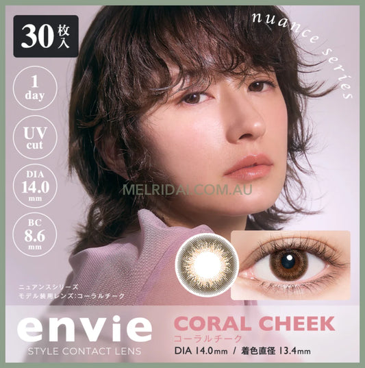 Enviecolor Contacts 1 Day 30 Pieces Coral Cheek Dia14.0Mm Bc8.6Mm