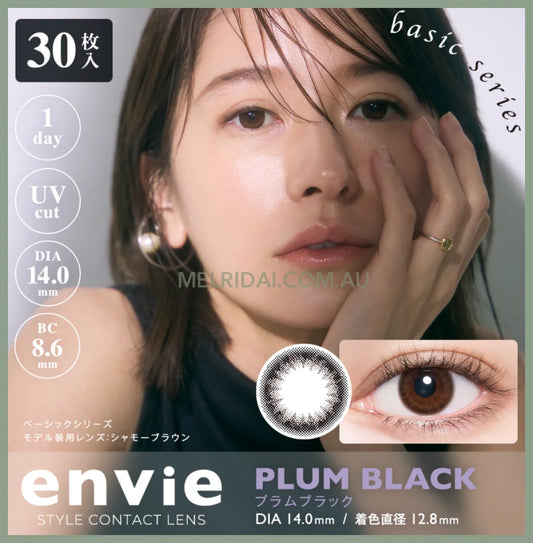 Enviecolor Contacts 1 Day 30 Pieces Plum Black Dia14.0Mm Bc8.6Mm
