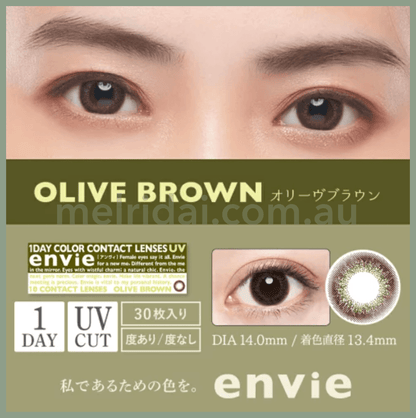 Enviecolor Contacts 1 Day 10 Pieces Olive Brown Dia14.0Mm Bc8.6Mm