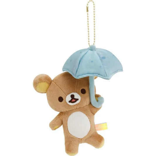SAN-X | Rilakkuma Plush Keychain Mascot Holder 160×140×95mm (Umbrella Rain then Sunny)