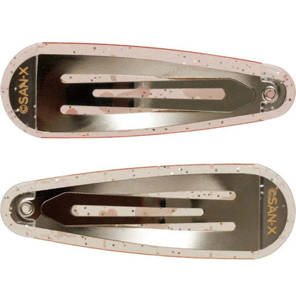SAN-X | Rilakkuma Korilakkuma Hair Clip HairPin Set of Two Clear Different Colors with Glitter 20 x 55 mm (Cherry Heart)