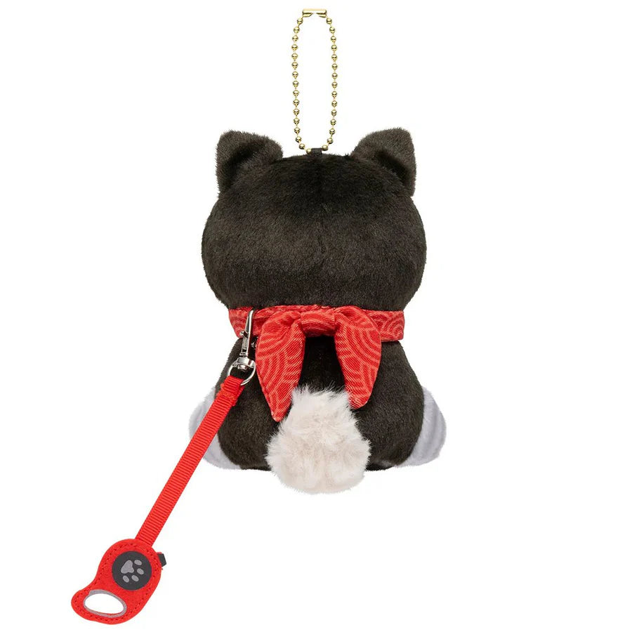 MOFUSAND | Cat Plush Keychain Bag Charm 130×94×120mm (Black Shiba Inu Nyan Bandana)