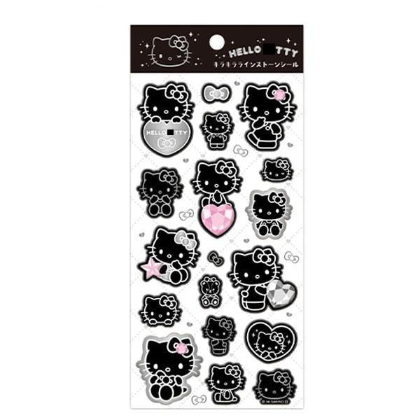 SANRIO | Hello Kitty Glitter Rhinestone Stickers 200×90mm (Monochrome)