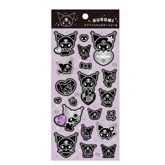 SANRIO | Kuromi Glitter Rhinestone Stickers 200×90mm (Monochrome)