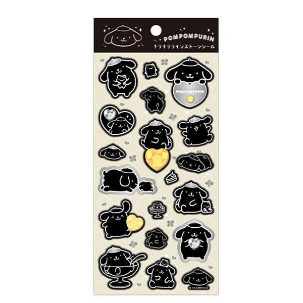 SANRIO | Pompompurin Pom Pom Purin Glitter Rhinestone Stickers 200×90mm (Monochrome)