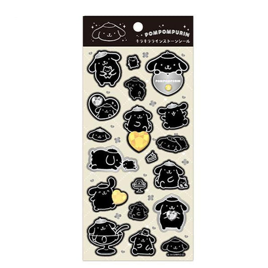 SANRIO | Pompompurin Pom Pom Purin Glitter Rhinestone Stickers 200×90mm (Monochrome)
