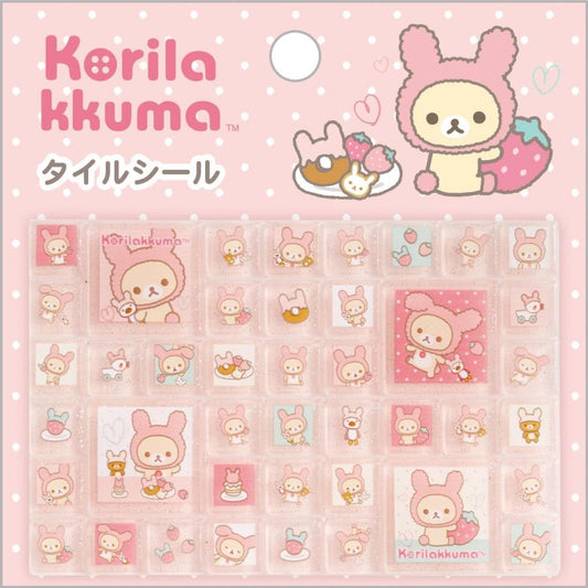 San-X | Rilakkuma Lots of Korilakkuma Rabbit Tile Stickers 100×100×3mm