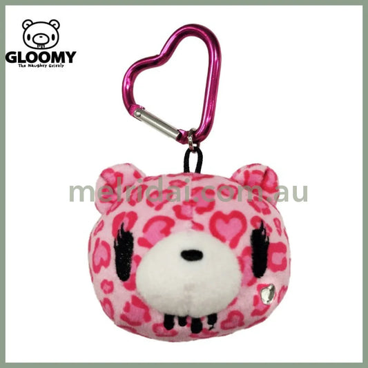 Gloomy Bear | Pink Leopard Print Tote Bag with Keychain Heart Carabiner 380×280mm