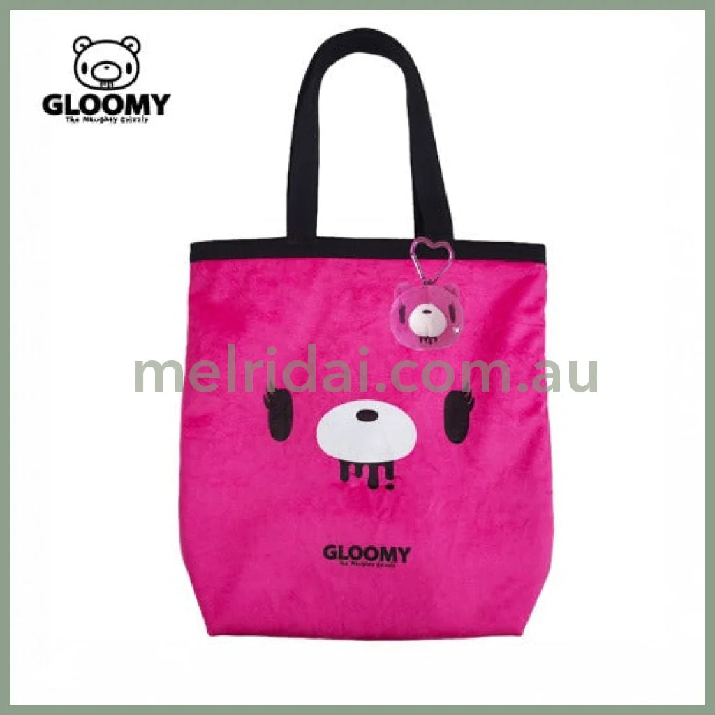 Gloomy Bear | Pink Tote Bag with Keychain Heart Carabiner 380×280mm