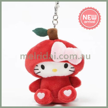 HELLO KITTY×GLOBAL WORK | Apple Mascot Holder Bag Charm Plush Keychain 10cm Approx. (Heisei Retro)