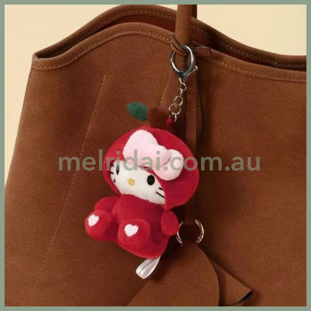 HELLO KITTY×GLOBAL WORK | Apple Mascot Holder Bag Charm Plush Keychain 10cm Approx. (Heisei Retro)