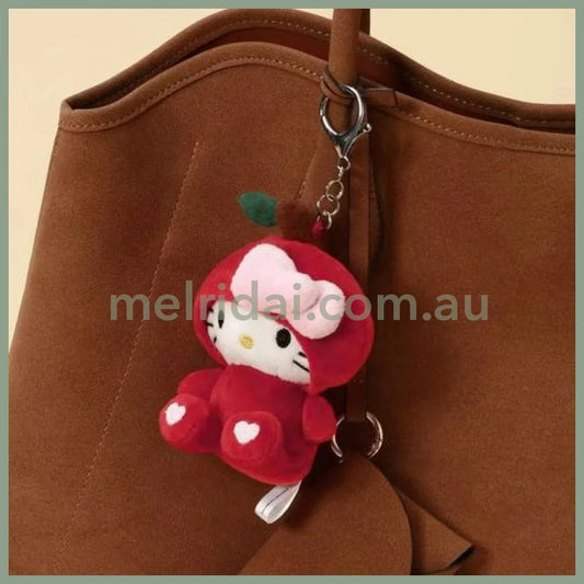 HELLO KITTY×GLOBAL WORK | Apple Mascot Holder Bag Charm Plush Keychain 10cm Approx. (Heisei Retro)