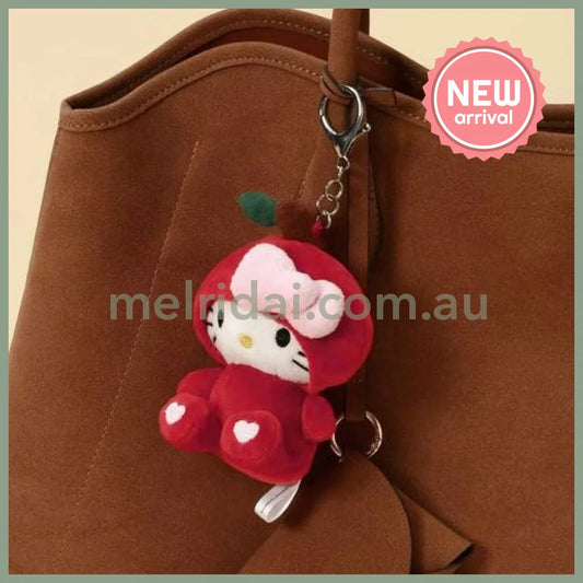 HELLO KITTY×GLOBAL WORK | Apple Mascot Holder Bag Charm Plush Keychain 10cm Approx. (Heisei Retro)