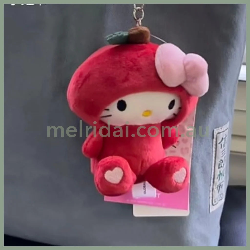 HELLO KITTY×GLOBAL WORK | Apple Mascot Holder Bag Charm Plush Keychain 10cm Approx. (Heisei Retro)