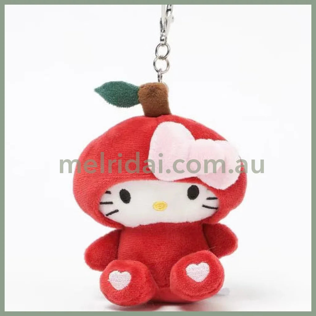 HELLO KITTY×GLOBAL WORK | Apple Mascot Holder Bag Charm Plush Keychain 10cm Approx. (Heisei Retro)