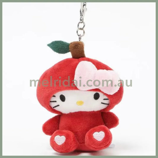 HELLO KITTY×GLOBAL WORK | Apple Mascot Holder Bag Charm Plush Keychain 10cm Approx. (Heisei Retro)
