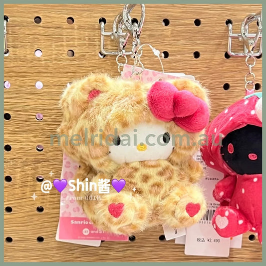 HELLO KITTY×GLOBAL WORK | Brown Mascot Holder Bag Charm Plush Keychain 10cm Approx. (Leopard Print)