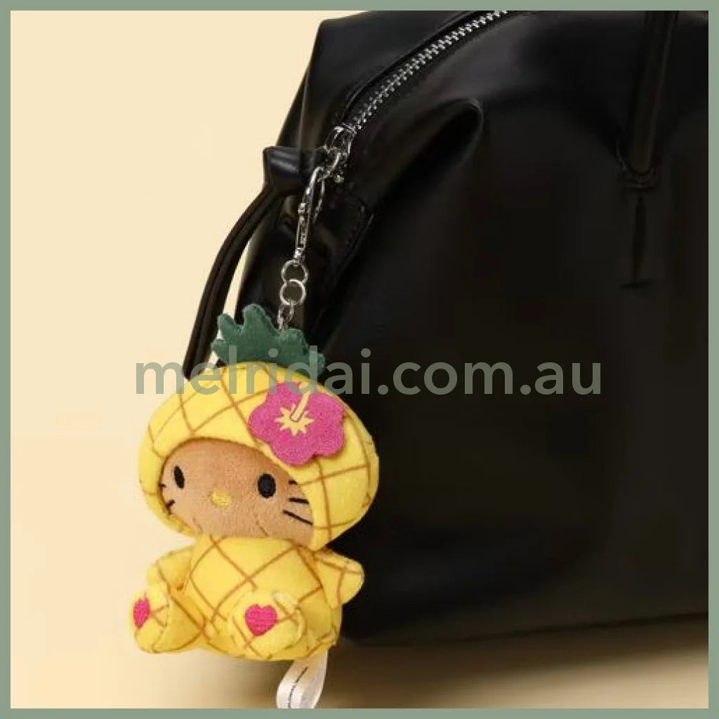 HELLO KITTY×GLOBAL WORK | Pineapple Tanned Mascot Holder Bag Charm Plush Keychain 10cm Approx. (Heisei Retro)