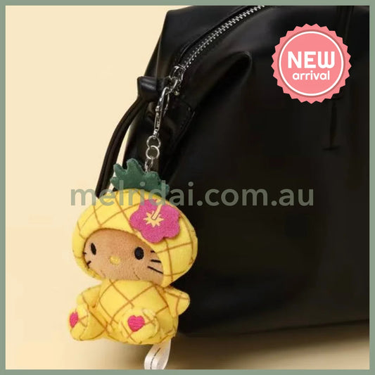 HELLO KITTY×GLOBAL WORK | Pineapple Tanned Mascot Holder Bag Charm Plush Keychain 10cm Approx. (Heisei Retro)
