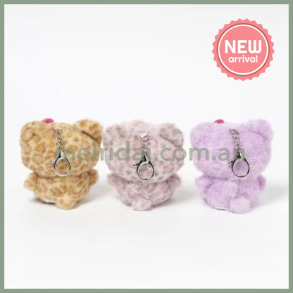 HELLO KITTY×GLOBAL WORK | Pink Tanned Mascot Holder Bag Charm Plush Keychain 10cm Approx. (Leopard Print)