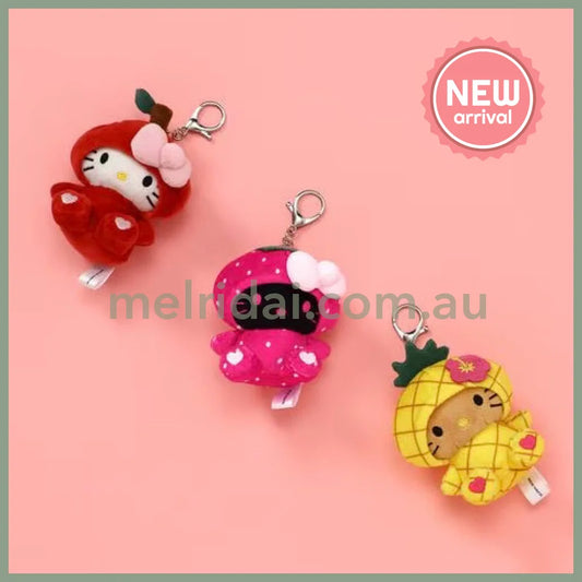 HELLO KITTY×GLOBAL WORK | Strawberry Mascot Holder Bag Charm Plush Keychain 10cm Approx. (Heisei Retro)