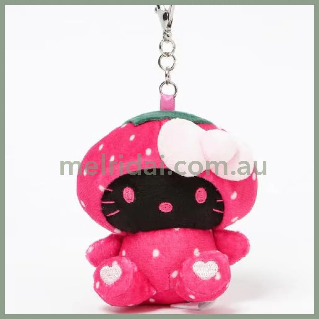 HELLO KITTY×GLOBAL WORK | Strawberry Mascot Holder Bag Charm Plush Keychain 10cm Approx. (Heisei Retro)