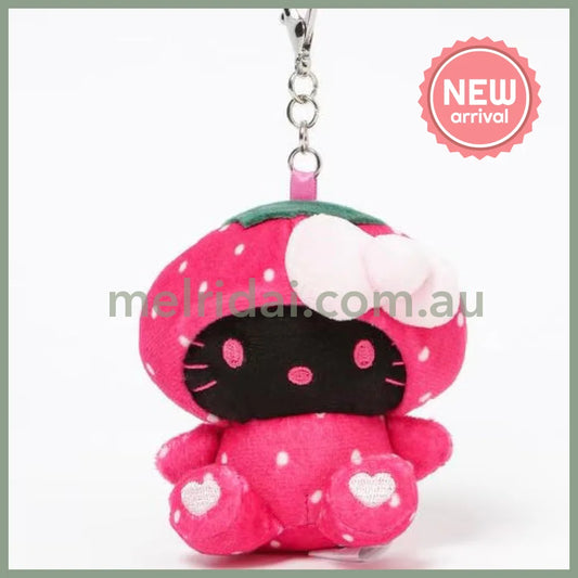 HELLO KITTY×GLOBAL WORK | Strawberry Mascot Holder Bag Charm Plush Keychain 10cm Approx. (Heisei Retro)