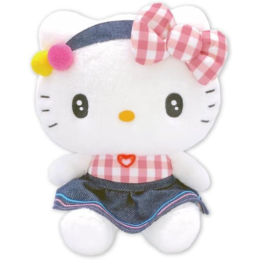SANRIO | Hello Kitty Plush Toy Plush Doll 13 x 17.5 x 21cm (Gingham Denim)