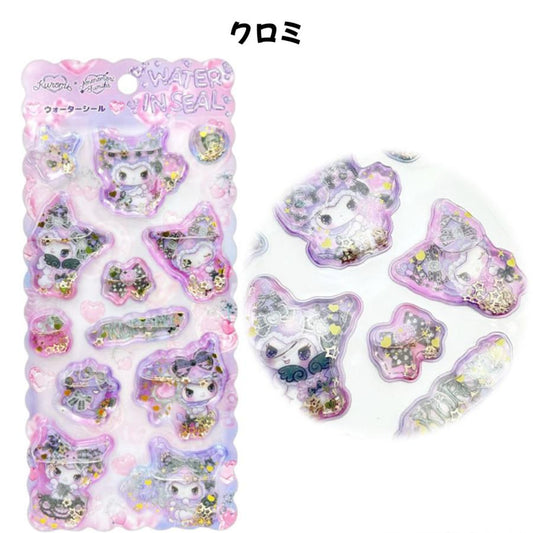 Amenomori Fumika × Sanrio | Kuromi Water In Seal Sequins Puffy Sticker 95×200×5mm (Angel Sparkling 3D)