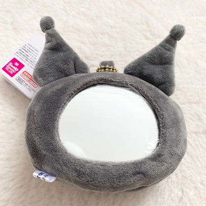 SANRIO | Kuromi Plush Mirror Keychain Bag Charm 100x90x55mm (Tanned Nostalgic 90s Hibiscus)
