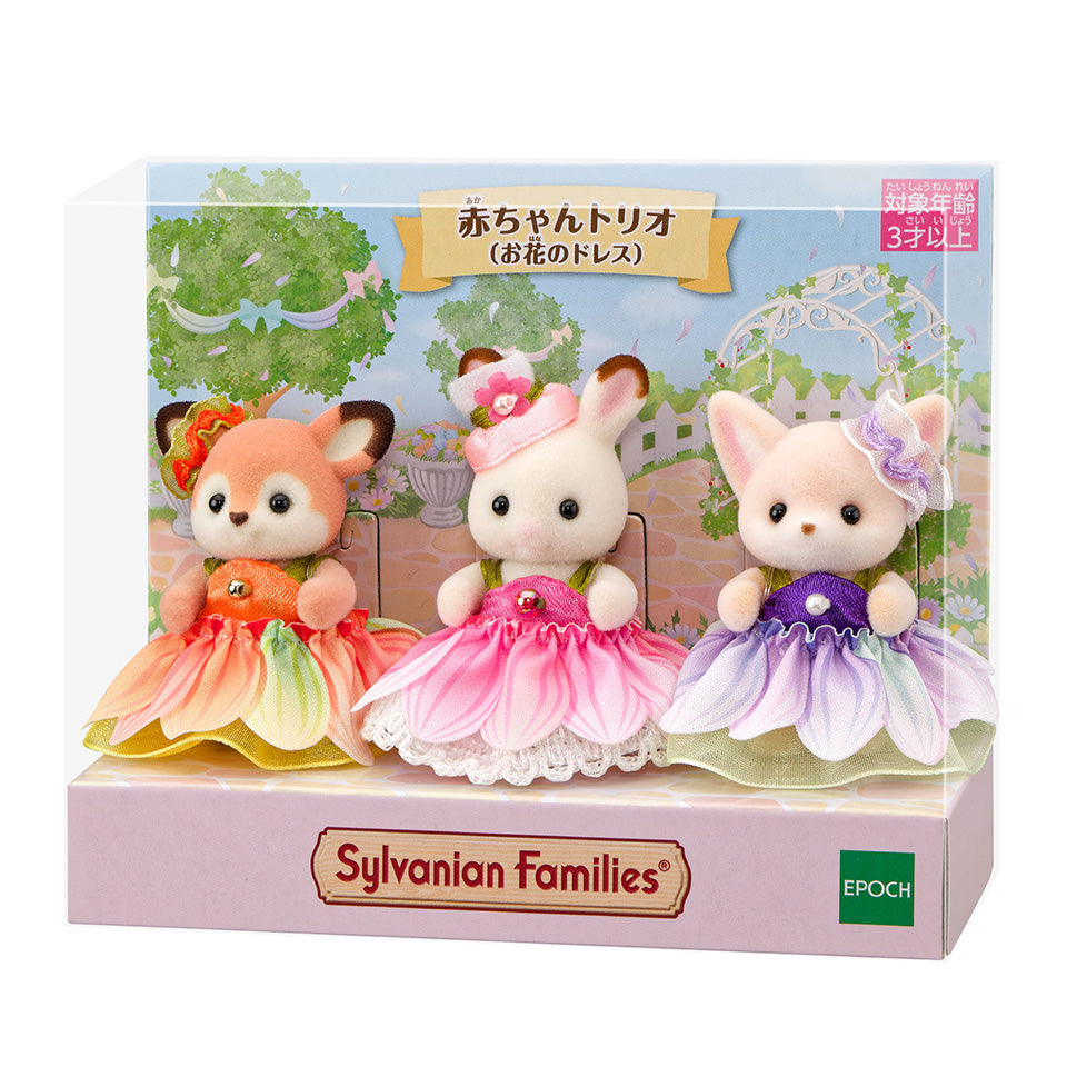 【JP】Sylvanian Families | Baby Trio Deer Rabbit Fennec (Flower Dress)