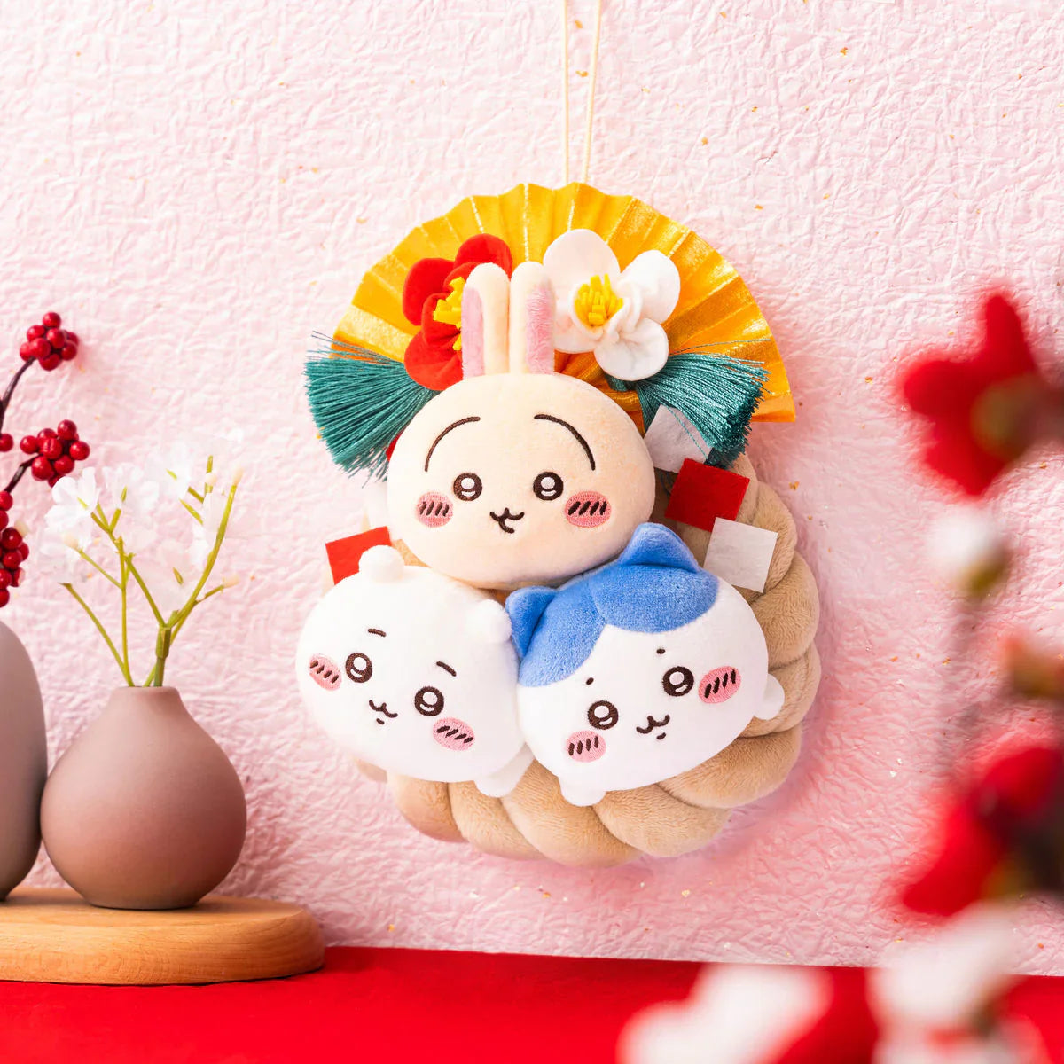 CHIIKAWA | Chiikawa & Hachiware & Usagi Plush Toy Plush Doll 190×150×85mm (New Year Collection Shimenawa)