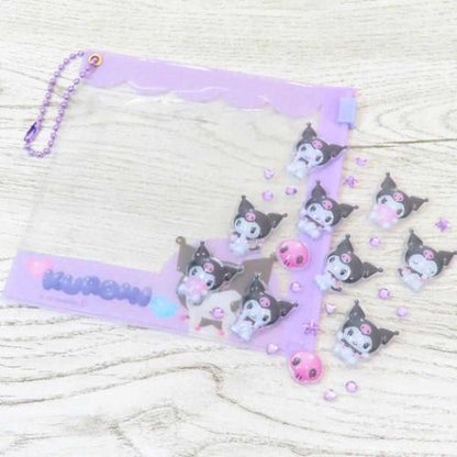 SANRIO | Kuromi Mini Deco Sticker & Slide Case with Ball Chain 105×110×10mm