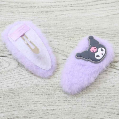 SANRIO | Kuromi Hair Clip Fur Pacchin 2P 80x35x10mm