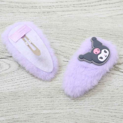 SANRIO | Kuromi Hair Clip Fur Pacchin 2P 80x35x10mm