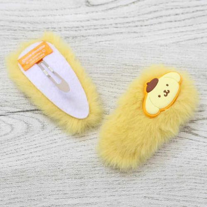 SANRIO | Pom Pom Purin Pompompurin Hair Clip Fur Pacchin 2P 80x35x10mm