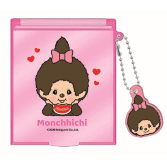Monchhichi | M-Size Mirror with Mascot Folding Compact 85×70×6mm