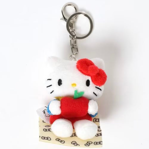 Me% x Hello Kitty | Mini Mascot Holder Plush Keychain 13cm 4th Ver. (Picnic/Apple)