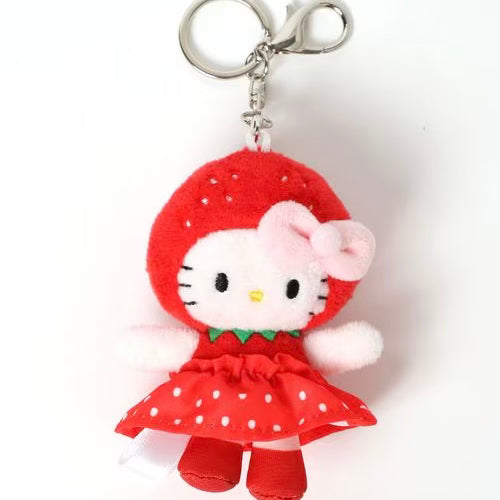 【Limit 1 /Customer】Me% x Hello Kitty | Mini Mascot Holder Plush Keychain 13cm 4th Ver. (Strawberry)