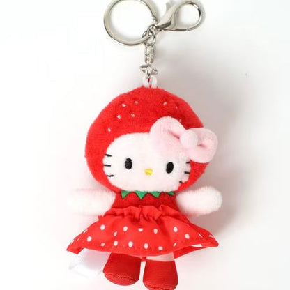 【Limit 1 /Customer】Me% x Hello Kitty | Mini Mascot Holder Plush Keychain 13cm 4th Ver. (Strawberry)