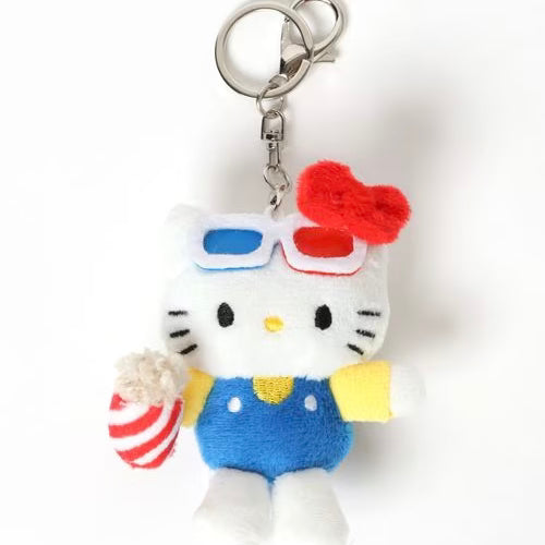 Me% x Hello Kitty | Mini Mascot Holder Plush Keychain 13cm 4th Ver. (Watching Movies/Popcorn)