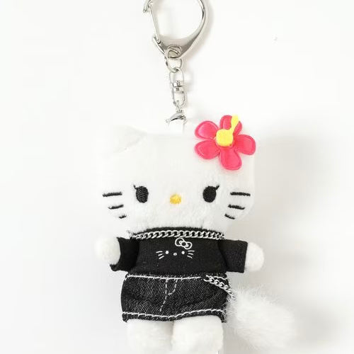 and St Me% x Sanrio Hello Kitty | Mini Mascot Holder Plush Keychain 13cm 6th Ver. (Gal Black)