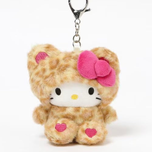 HELLO KITTY×GLOBAL WORK | Brown Mascot Holder Bag Charm Plush Keychain 10cm Approx. (Leopard Print)