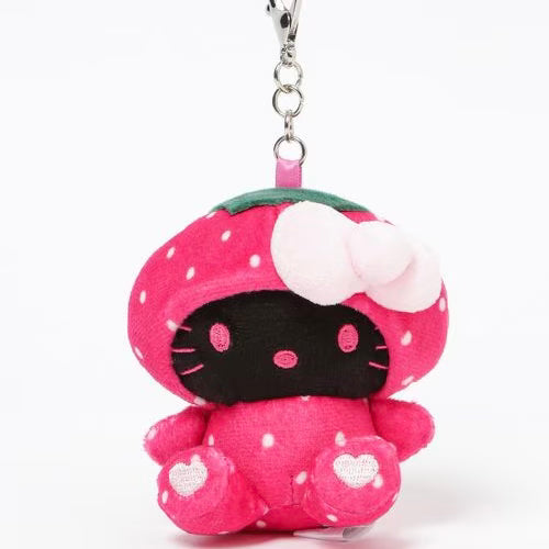 HELLO KITTY×GLOBAL WORK | Strawberry Mascot Holder Bag Charm Plush Keychain 10cm Approx. (Heisei Retro)
